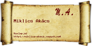Miklics Akács névjegykártya